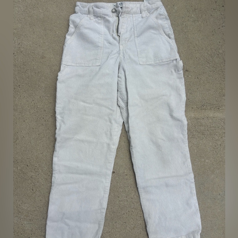 Hollister ultra high rise white corduroy pants